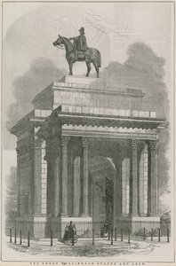 La gran estatua de Wellington y el Arco, Hyde Park Corner, Londres de English School