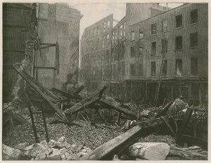 El gran incendio en el Old Bailey, Londres de English School