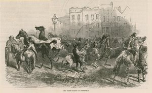 El mercado de caballos en Smithfield de English School