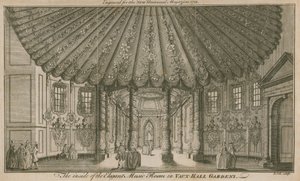 El interior de la elegante sala de música (Rotonda) en los Jardines de Vauxhall, Londres de English School