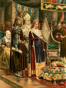 Investidura de Eduardo III con el palio (litografía en color) de English School