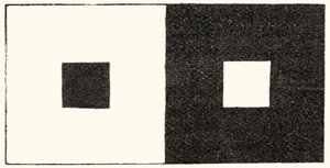 Ilusión de irradiación de la percepción visual en la que una zona clara del campo visual parece más grande que una zona oscura idéntica. Mirar fijamente esta imagen provoca una dispersión de la luz dentro del ojo y tiene el efecto de agrandar la imagen de 