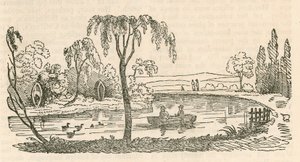 El lago en la Casa Hornsey Wood, Londres de English School