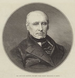 El fallecido Conde Brunnow, durante Muchos Años Embajador Ruso en Londres (grabado) de English School