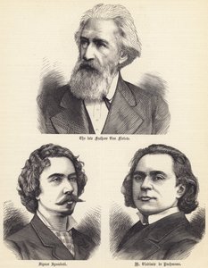 El difunto Freiherr Von Flotow, Signor Sgambati, M Vladimir de Pachmann (grabado) de English School