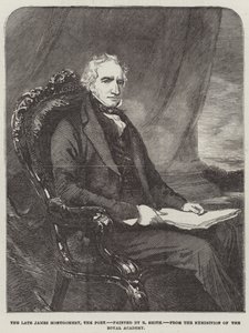 El difunto James Montgomery, el poeta (grabado) de English School