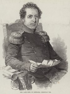 El difunto Rey de Dinamarca, Christian VIII (grabado) de English School