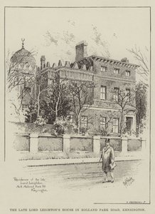 La casa del difunto Lord Leighton en Holland Park Road, Kensington (grabado) de English School