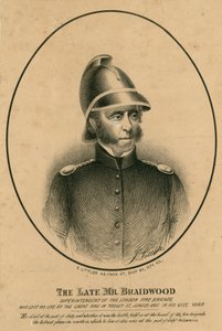 El difunto Sr. Braidwood, Superintendente del Cuerpo de Bomberos de Londres de English School