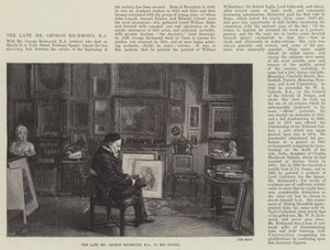 El difunto Sr. George Richmond, RA, en su estudio (grabado)
