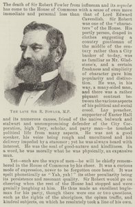 El difunto Sir R Fowler, MP de English School