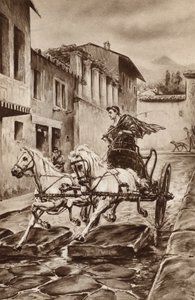 La vida de una calle en Pompeya en los grandes días antes de que la ciudad desapareciera (litografía en color) de English School