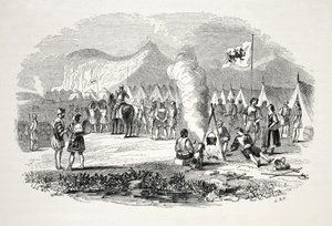 El encuentro de los jefes de Gales del Norte y del Sur en las colinas de Breiddyn, en su camino a Bosworth-field, pub. siglo XIX de English School