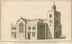 Vista noroeste de la Iglesia Parroquial de Santa María, Whitechapel, Londres de English School