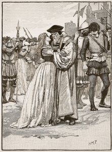 La despedida de Sir Thomas More y su hija, ilustración de Cassells Illustrated History of England de English School
