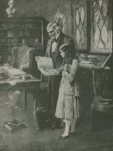 El filósofo y la niña entre los libros de English School