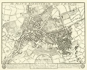 El plan de Birmingham, levantado en el año 1731 de English School