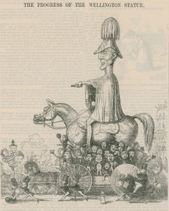 El progreso de la estatua de Wellington, caricatura de English School