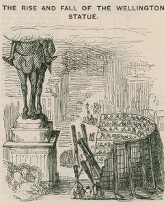 El ascenso y la caída de la estatua de Wellington; caricatura