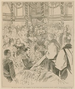 La boda real, la ceremonia en los barandales del altar, Capilla del Palacio de Buckingham, 23 de julio de 1896