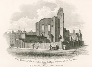 Las ruinas del Teatro Real, Drury Lane, desde Bridges Street de English School