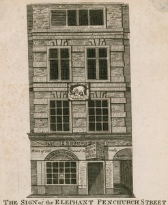 El letrero del Elefante, Fenchurch Street, Londres de English School