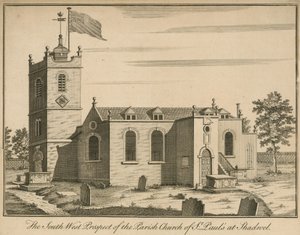 Vista suroeste de la Iglesia Parroquial de San Pablo en Shadwell, Londres