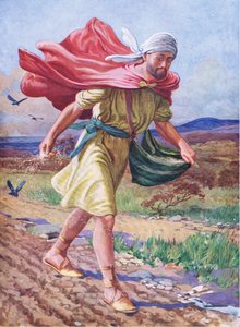 El sembrador, de The Bible Picture Book publicado por Thomas Nelson, c.1950 (litografía en color) de English School