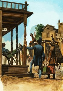 El viaje en diligencia hacia el este termina para algunos viajeros en Carson City de English School