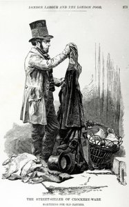 El vendedor callejero de loza intercambiando por ropa vieja, c.1840