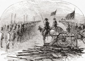 La rendición del General Burgoyne tras la Segunda Batalla de Saratoga de English School