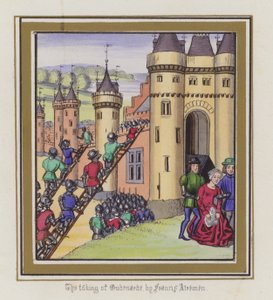 La toma de Oudenarde por Francis Atremen (grabado en color) de English School