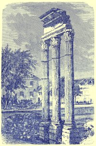Las tres columnas del Templo de Cástor, ilustración de la Historia de Roma de Victor Duruy, publicada en 1884