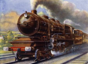 El tren que va de Boulogne a París (litografía) de English School