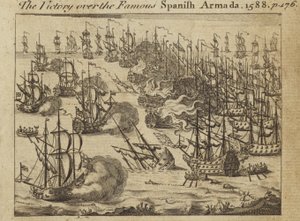 La victoria sobre la famosa Armada Española, 1588 de English School