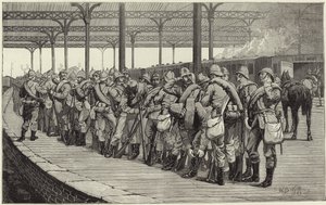 La revisión de voluntarios: salida del cuerpo de artistas de la estación de tren Victoria