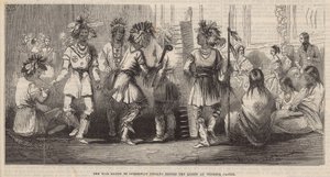 La danza de guerra de los indios Ojibbeway ante la Reina en el Castillo de Windsor