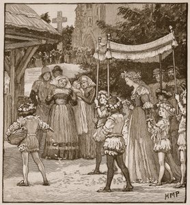 La boda de Jack de Newbury: la procesión de la novia, ilustración de la Historia Ilustrada de Inglaterra de Cassell de English School