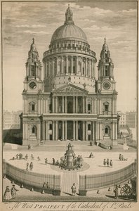 La perspectiva oeste de la Catedral de San Pablo, Londres de English School