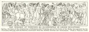El culto a Dionisio como se ilustra en la escultura griega (litografía) de English School