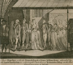 Sus Majestades con la Princesa Real y el Príncipe William Henry de English School