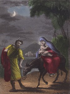 Entonces levántate y huye, a Egipto huye, con rapidez ... (grabado coloreado)
