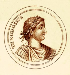 Teodosio, ilustración del Diccionario Histórico Universal de George Crabb, publicada en 1825 de English School