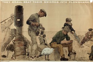 They Shall Beat Their Swords into Plowshares, de la serie "The Empire Stands for Peace" (litografía en color).