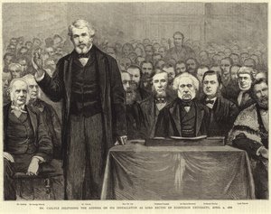 Thomas Carlyle dando el discurso en su instalación como Lord Rector de la Universidad de Edimburgo