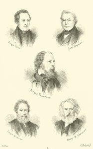 Thomas Hood, Lord Macaulay, Alfred Tennyson, Lord Lytton, Henry W Longfellow de English School