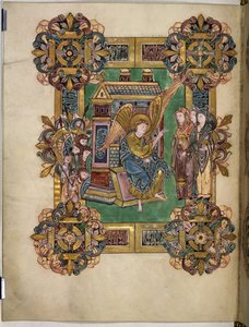 Las Tres Marías en el Sepulcro, del Bendicional de San Æthelwold, c.963-984 de English School