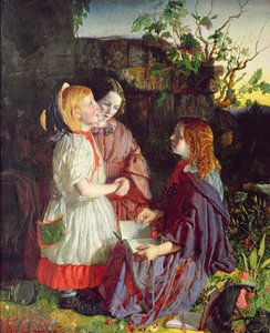 Tres chicas jóvenes en un paisaje, c.1860 de English School
