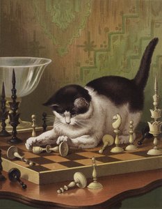 Tib jugando al ajedrez (chromolitho)