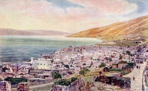Tiberio y el Mar de Galilea, Israel, c.1910 (litografía en color)